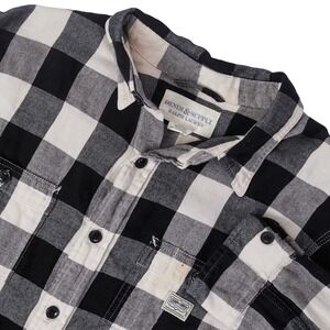 Ralph Lauren Denim Supply Men's Black White Plaid Flannel Shirt Size M Cotton